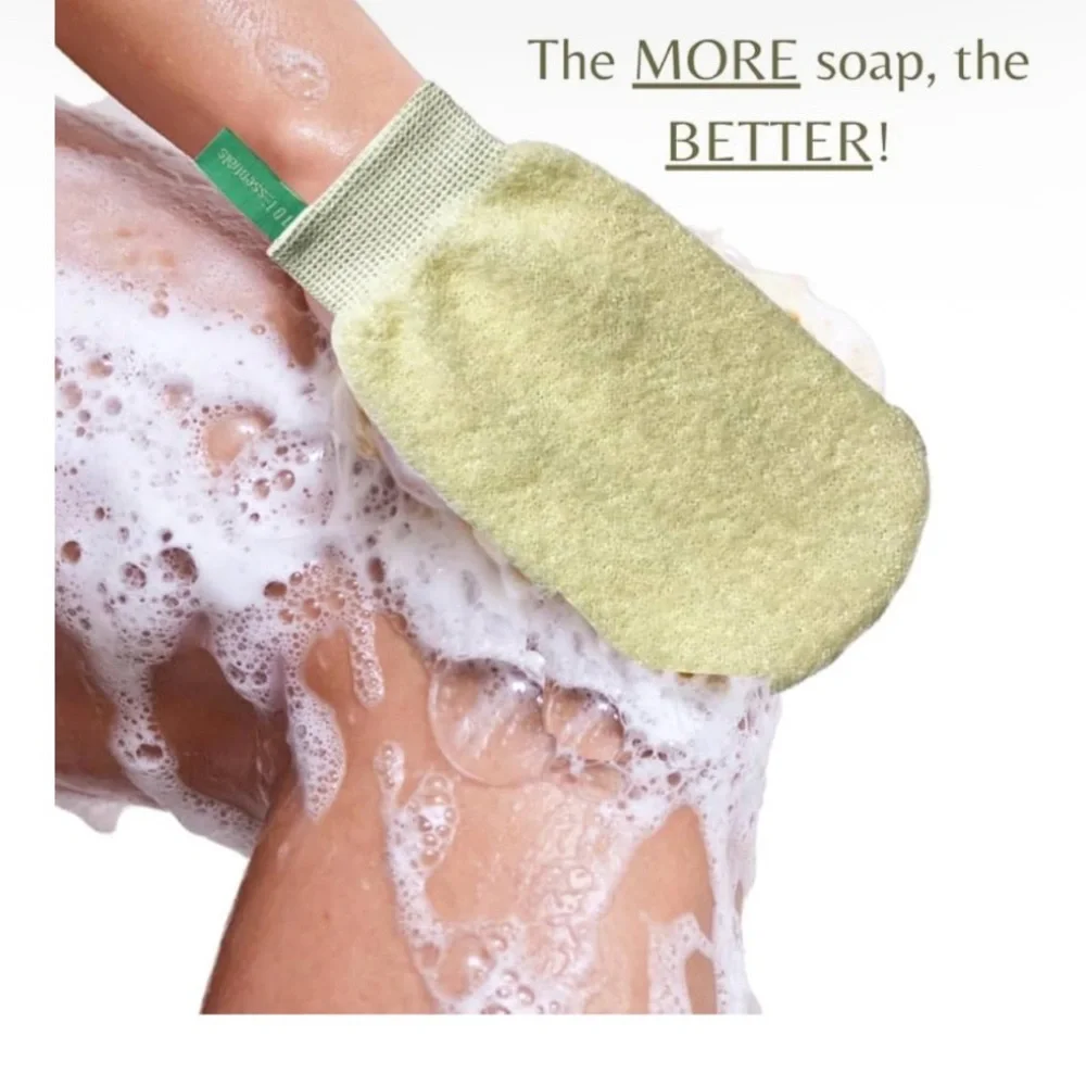 101 Essentials Green & Yellow Body Scrub Mitts Pack of 2